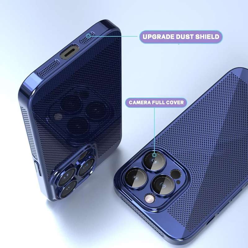 For iPhone 15 Pro Fine Mesh Cooling Phone Case(Black)