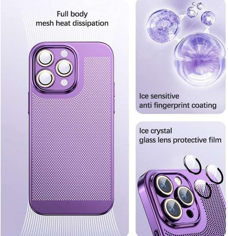 For iPhone 15 Pro Fine Mesh Cooling Phone Case(Black)