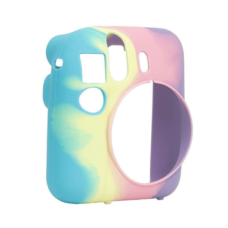 For FUJIFILM instax mini 12 Soft Silicone Camera Protective Case(Pink Blue White)