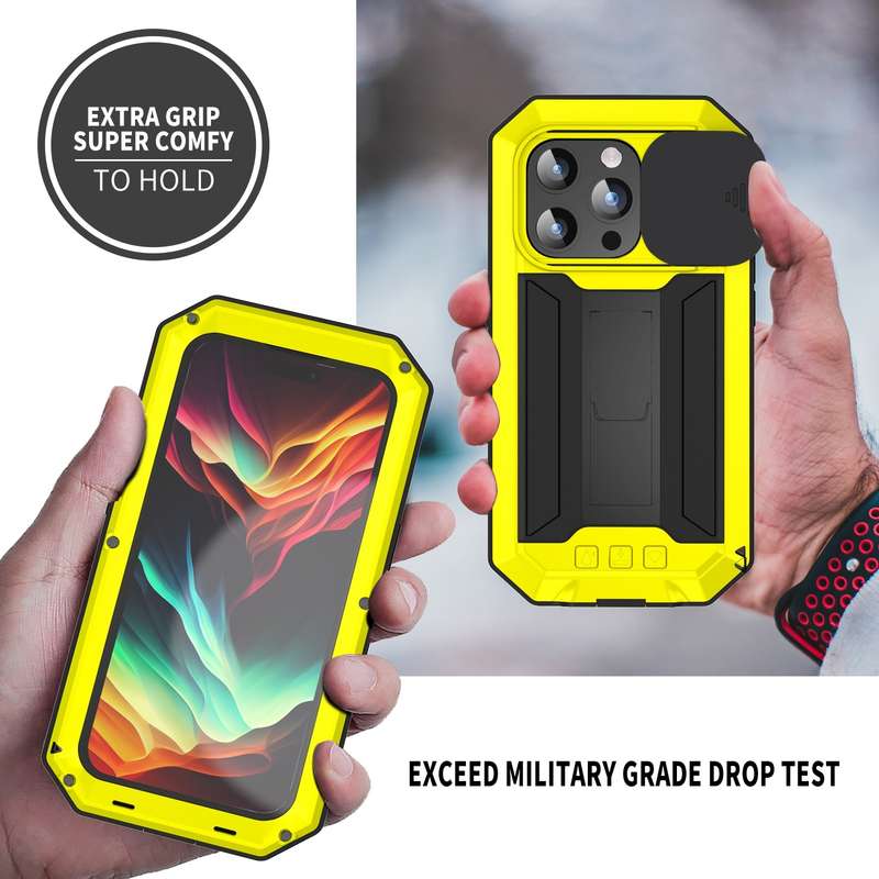 For iPhone 15 Pro Max R-JUST Sliding Camera IP54 Life Waterproof Holder Phone Case(Silver)
