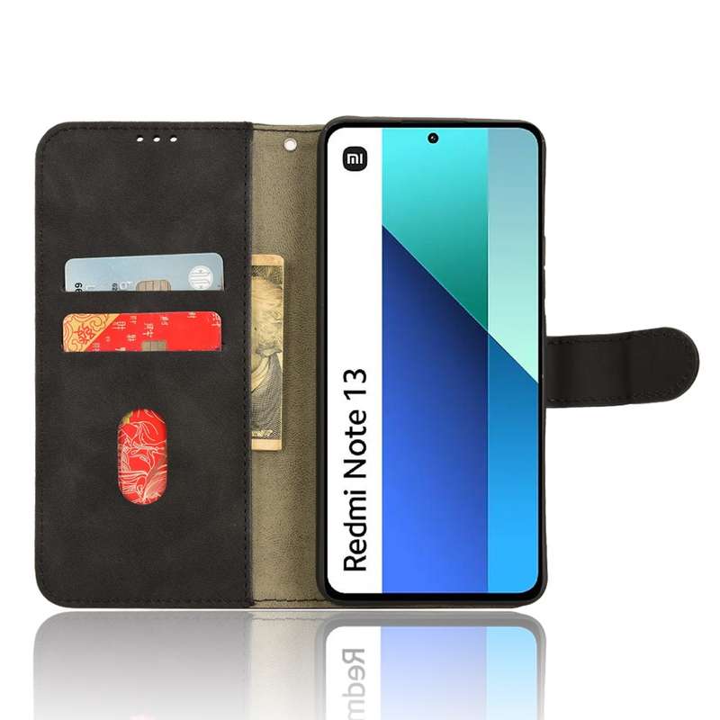 For Xiaomi Redmi Note 13 4G Skin Feel Magnetic Flip Leather Phone Case(Black)