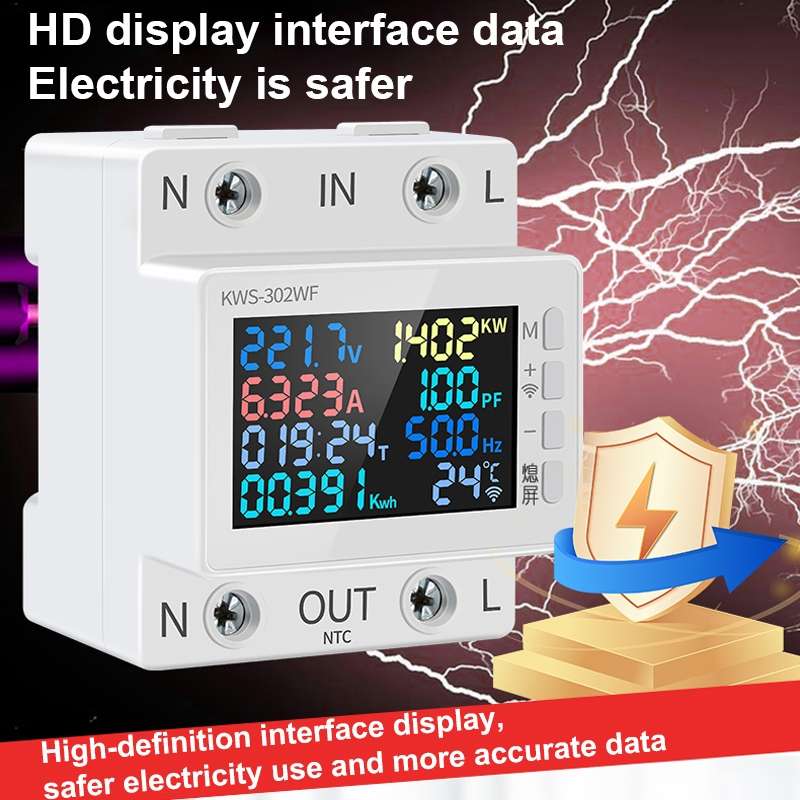 KWS-302L 170-270V Multifunctional AC Digital Display Rail Voltage and Current Monitoring Meter