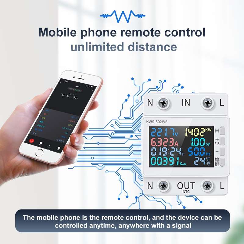 KWS-302WF 170-270V Multifunctional AC Digital Display Rail Voltage and Current Monitoring Meter