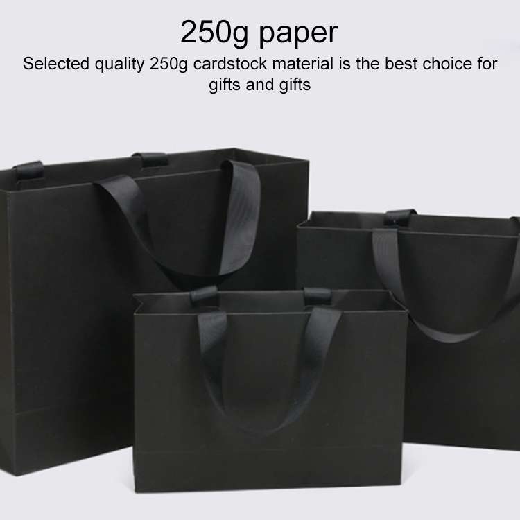Black Shopping Kraft Paper Bag Handbag, Size:XL