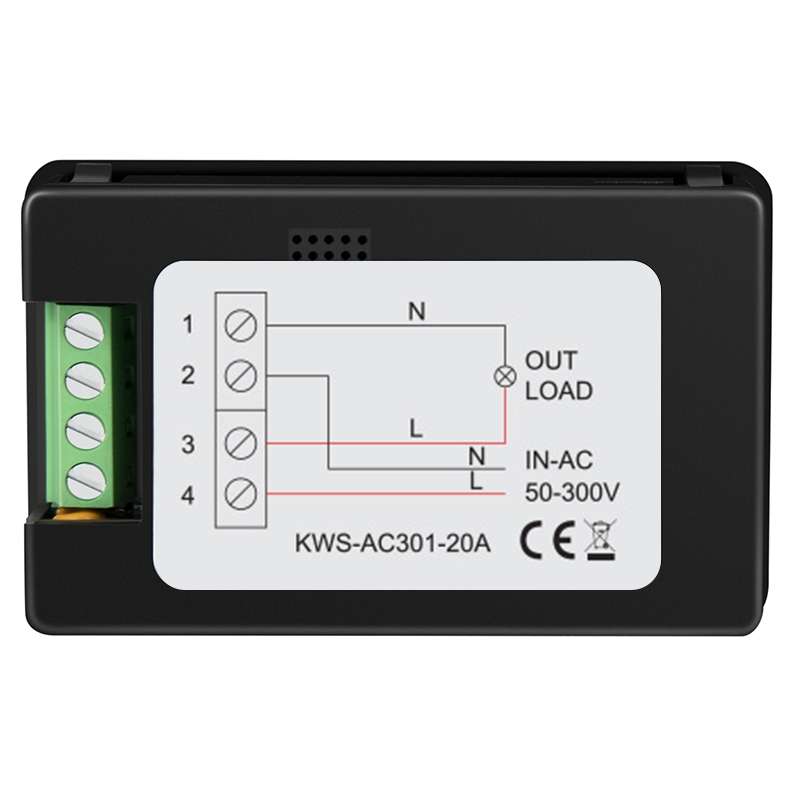 KWS-AC301-20A 50-300V AC Digital Current Voltmeter(Black)