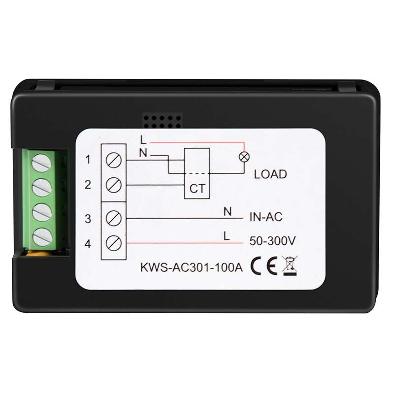 KWS-AC301-100A 50-300V AC Digital Current Voltmeter with Opening Transformer(Black)