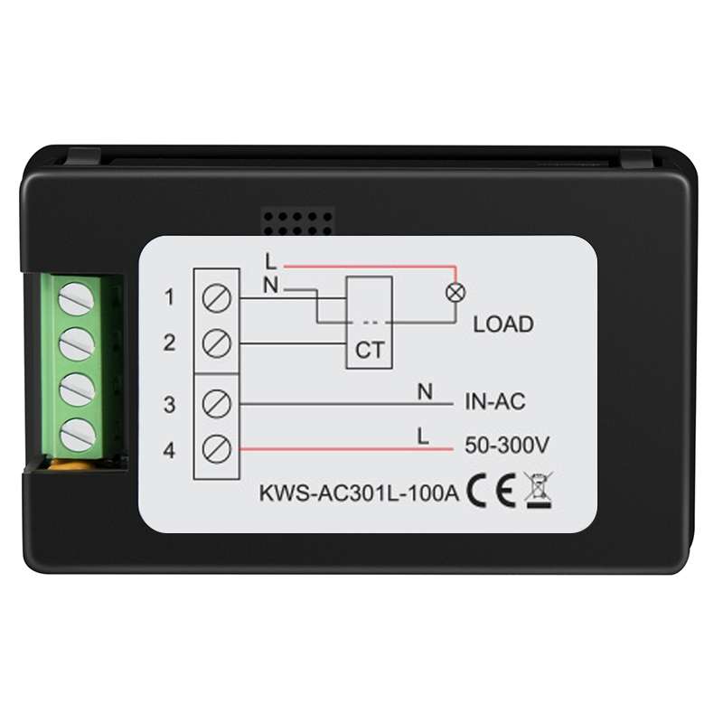 KWS-AC301L-100A 50-300V AC Digital Display Closed Current Voltmeter with 485 Communication(Black)