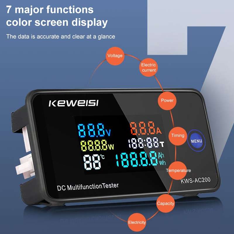 KWS-DC200-100A 8-120V DC Digital Display Voltage Current Watch with Shunt(Black)