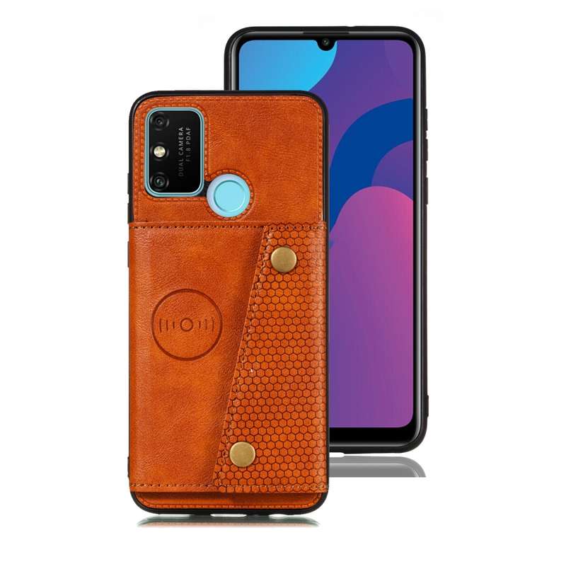 For Samsung Galaxy A21s Double Buckle PU + TPU Shockproof Magnetic Protective Case with Card Slot(Li