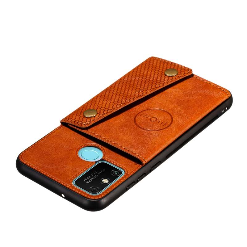 For Samsung Galaxy A21s Double Buckle PU + TPU Shockproof Magnetic Protective Case with Card Slot(Li