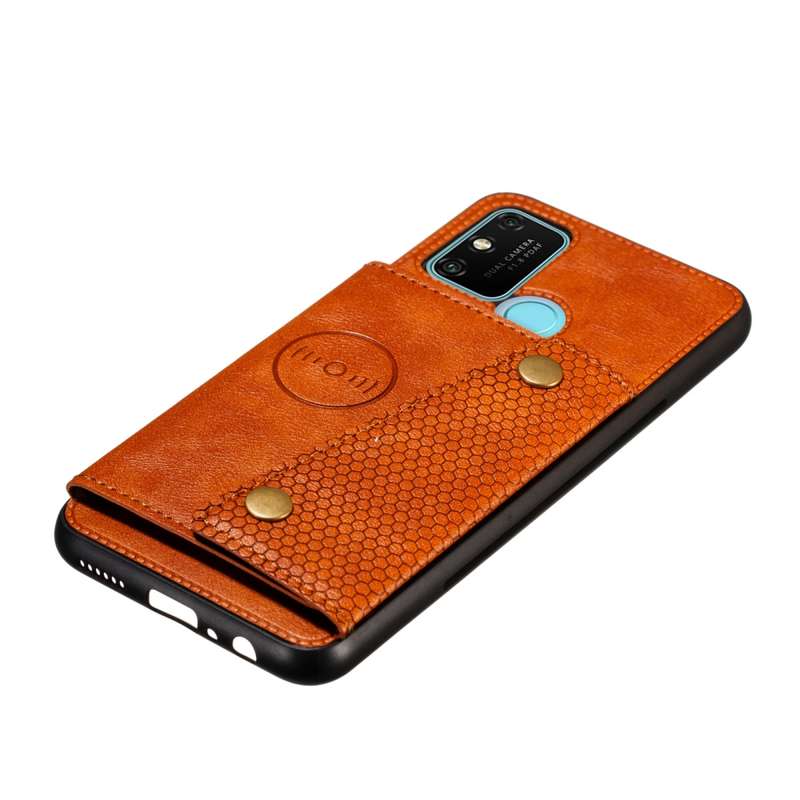 For Samsung Galaxy A21s Double Buckle PU + TPU Shockproof Magnetic Protective Case with Card Slot(Li