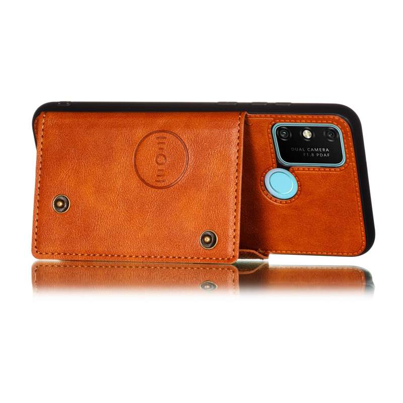 For Samsung Galaxy A21s Double Buckle PU + TPU Shockproof Magnetic Protective Case with Card Slot(Li