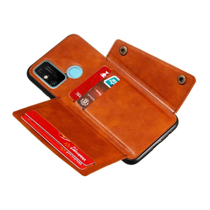 For Samsung Galaxy A21s Double Buckle PU + TPU Shockproof Magnetic Protective Case with Card Slot(Li