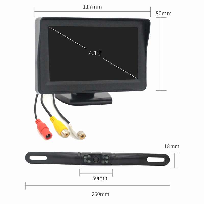 PZ703 413C-W Car Waterproof External Wireless Reversing Image Night Vision Camera + 4.3 inch Rearvie