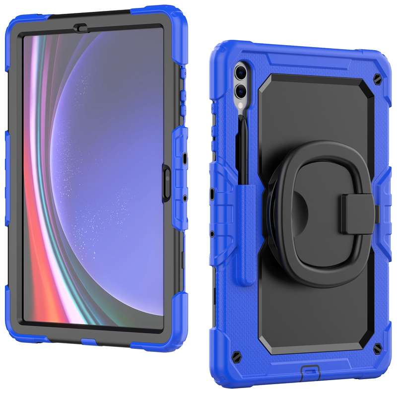 For Samsung Galaxy Tab S9+ / S10+ D Type Silicone Hybrid PC Tablet Case with Handle Holder(Light Blu
