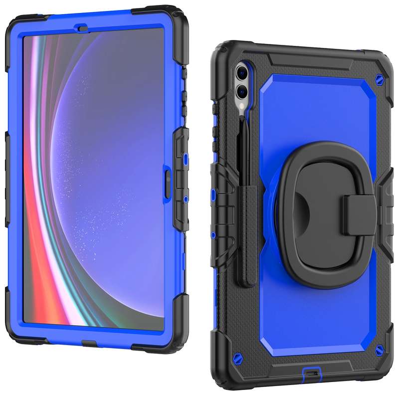 For Samsung Galaxy Tab S9+ / S10+ D Type Silicone Hybrid PC Tablet Case with Handle Holder(Light Blu