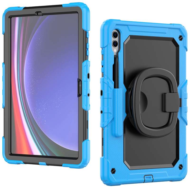 For Samsung Galaxy Tab S9+ / S10+ D Type Silicone Hybrid PC Tablet Case with Handle Holder(Light Blu
