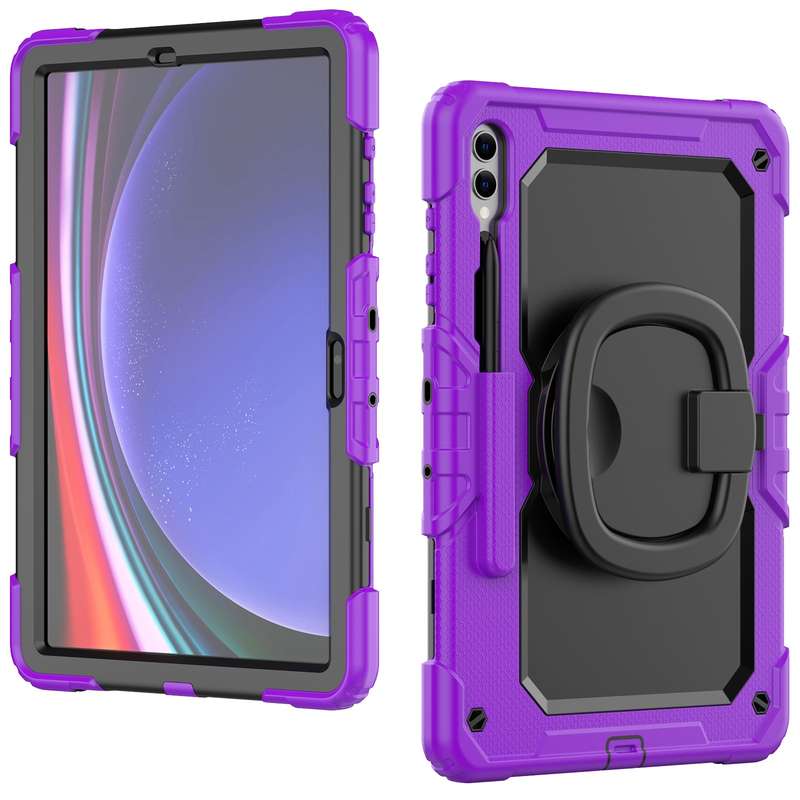 For Samsung Galaxy Tab S9+ / S10+ D Type Silicone Hybrid PC Tablet Case with Handle Holder(Light Blu