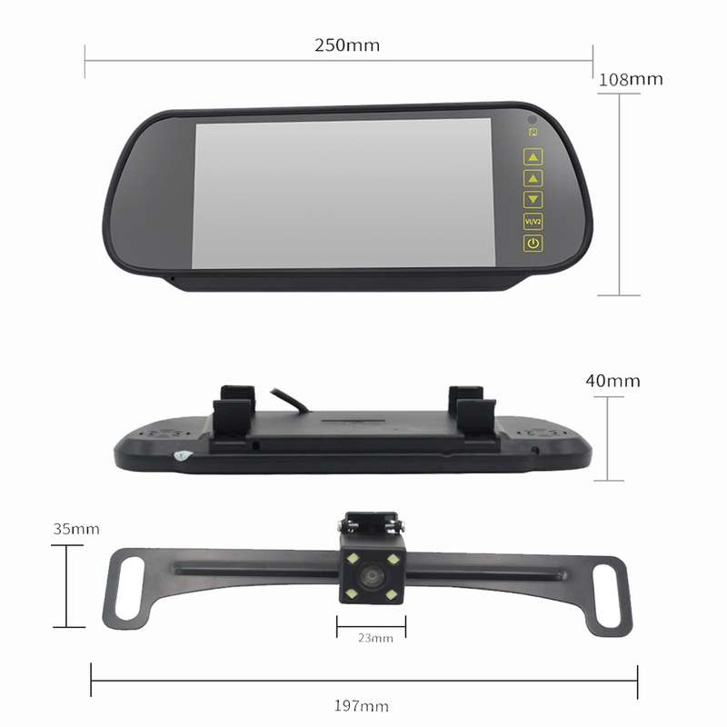 PZ709 437-W 7.0 inch TFT LCD Car External Wireless Rear View Monitor for Car Rearview Parking Video