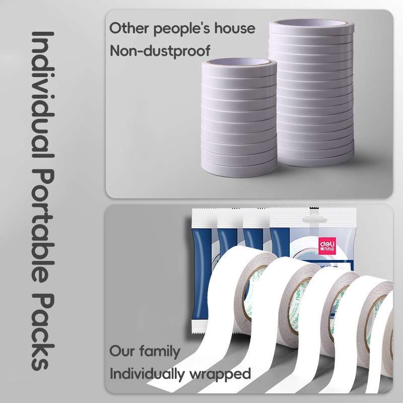 2 Volumes Deli High Adhesive Double Faced Adhesive Strong Dual Sided Tape, Size: 12mm
