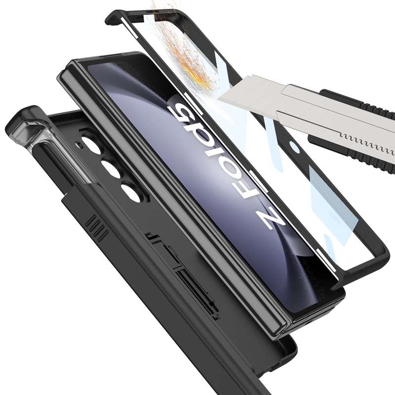 For Samsung Galaxy Z Fold5 GKK Integrated Folding Battle Shell PC Phone Case with Pen Box(Black)