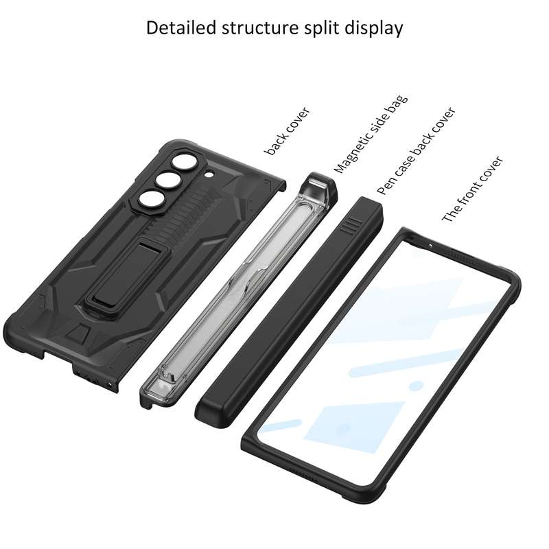 For Samsung Galaxy Z Fold5 GKK Integrated Folding Battle Shell PC Phone Case with Pen Box(Black)