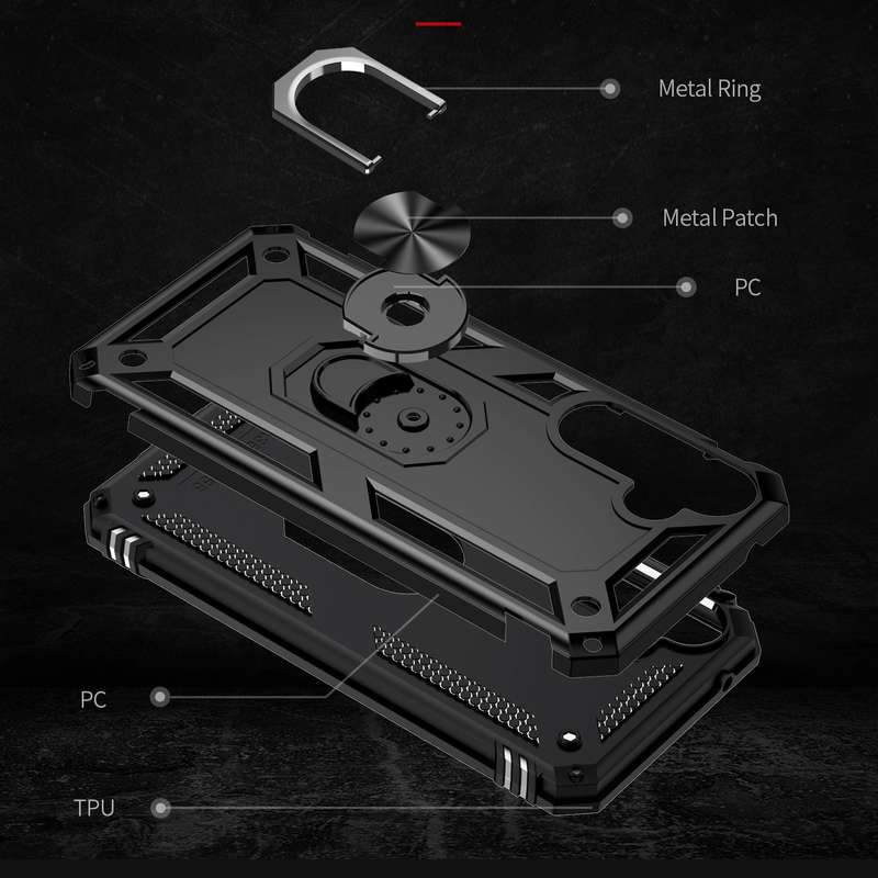 For Samsung Galaxy A35 5G Shockproof TPU + PC Phone Case with Holder(Black)