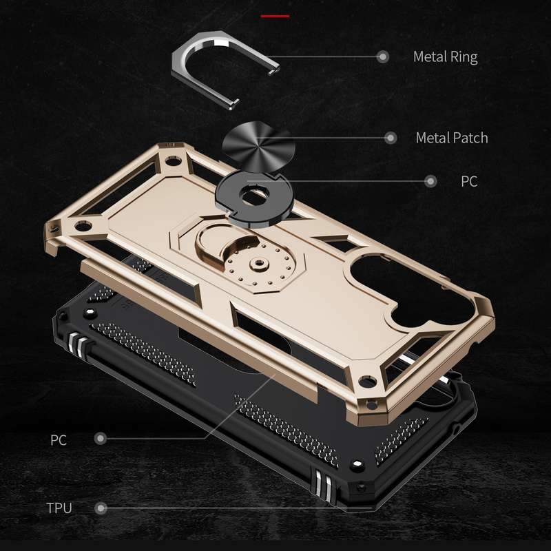 For Samsung Galaxy A35 5G Shockproof TPU + PC Phone Case with Holder(Black)