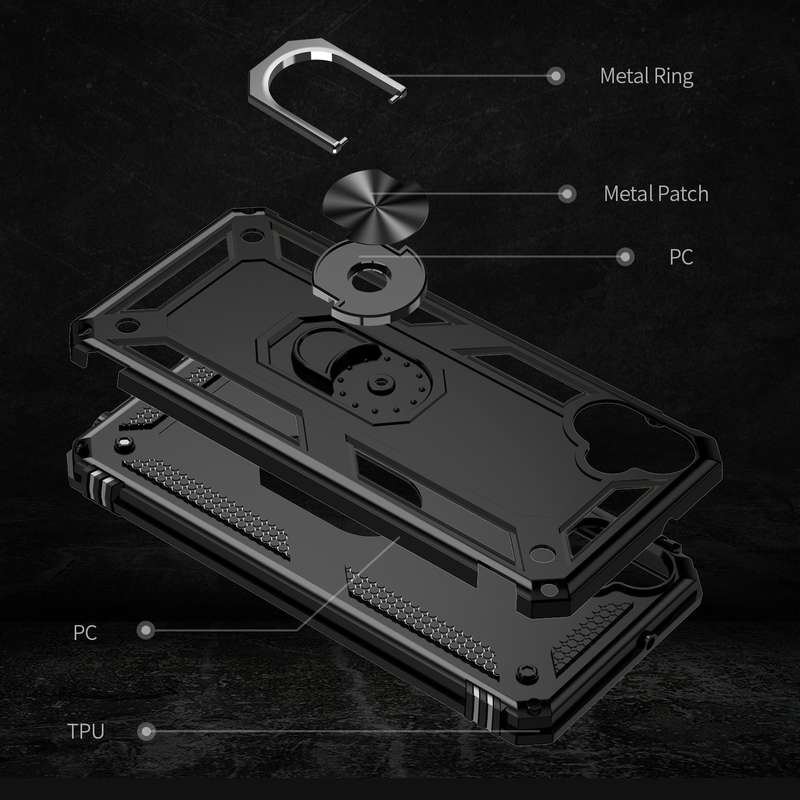 For Samsung Galaxy A05 Shockproof TPU + PC Phone Case with Holder(Black)