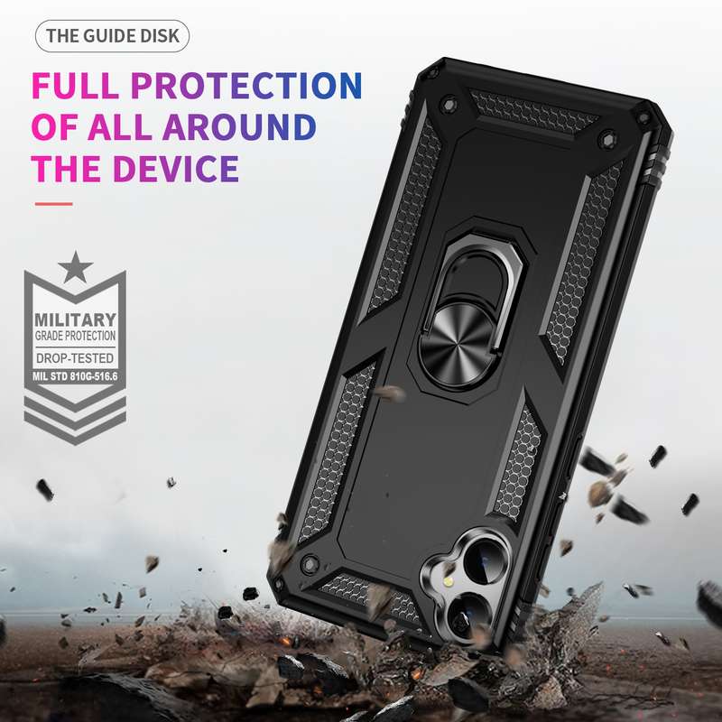 For Samsung Galaxy A05 Shockproof TPU + PC Phone Case with Holder(Black)