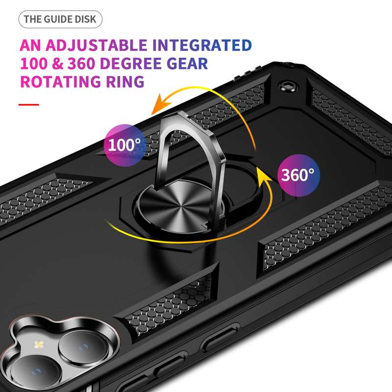 For Samsung Galaxy A05 Shockproof TPU + PC Phone Case with Holder(Black)