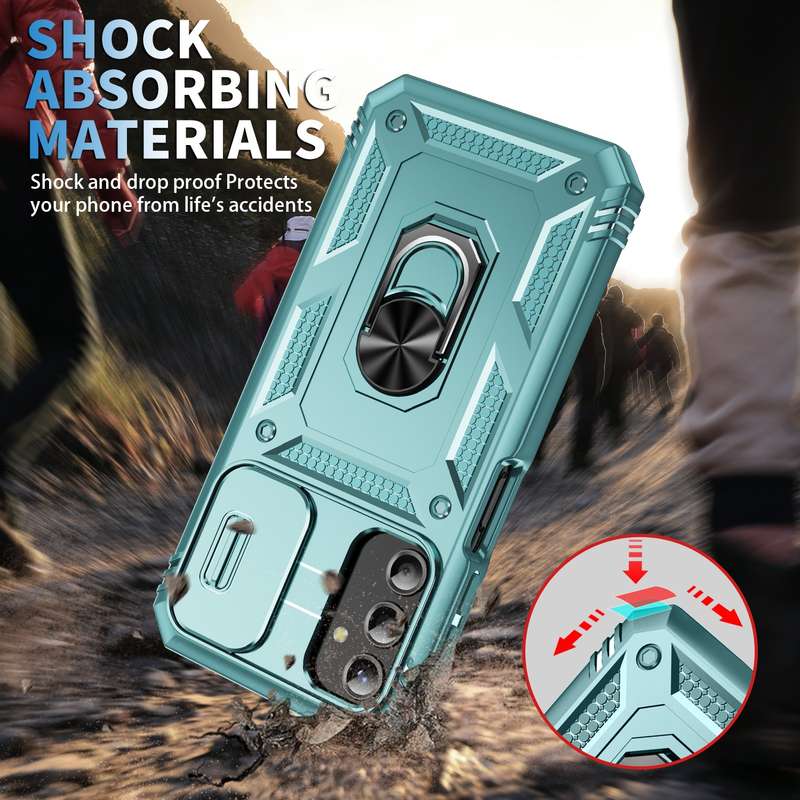 For Samsung Galaxy A25 5G Sliding Camshield TPU + PC Phone Case with Holder(Black)