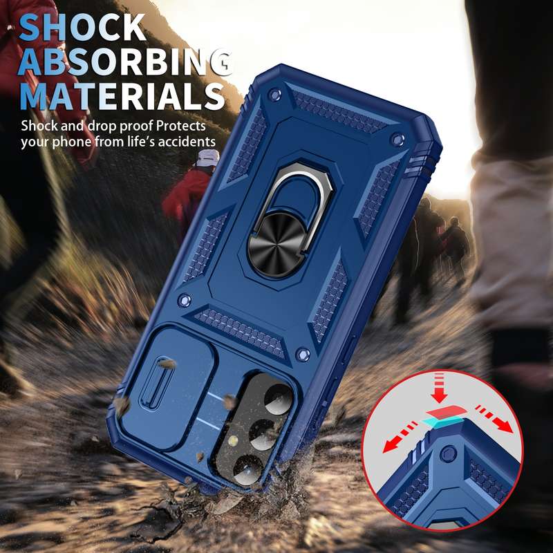 For Samsung Galaxy A34 Sliding Camshield TPU + PC Phone Case with Holder(Green)