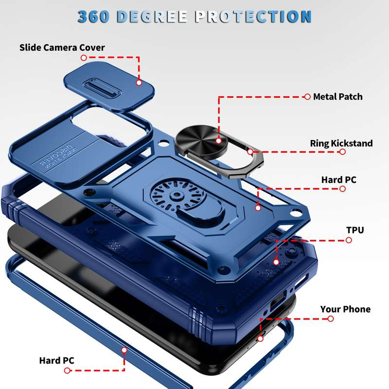 Armor Shockproof TPU + PC Protective Case for Galaxy J6 Plus, with 360 Degree Rotation Holder(Black)