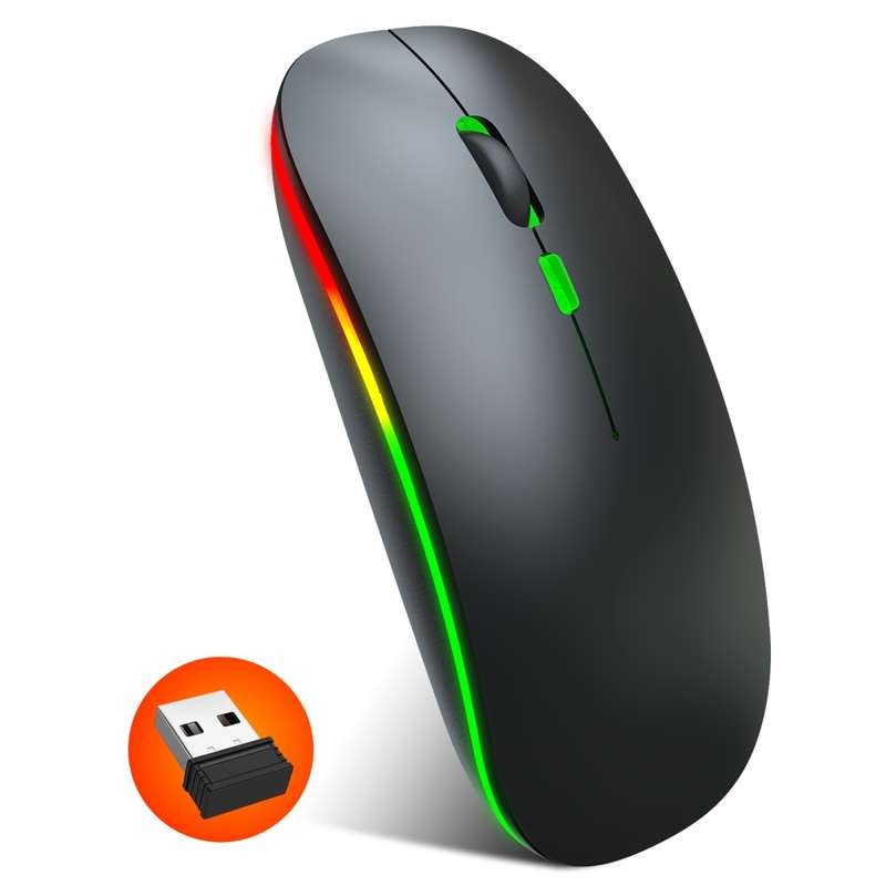 HXSJ M40 2.4GHZ 800,1200,1600dpi Third Gear Adjustment Colorful Wireless Mouse USB Rechargeable(Silv