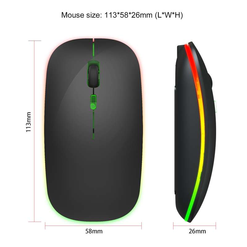HXSJ M40 2.4GHZ 800,1200,1600dpi Third Gear Adjustment Colorful Wireless Mouse USB Rechargeable(Silv