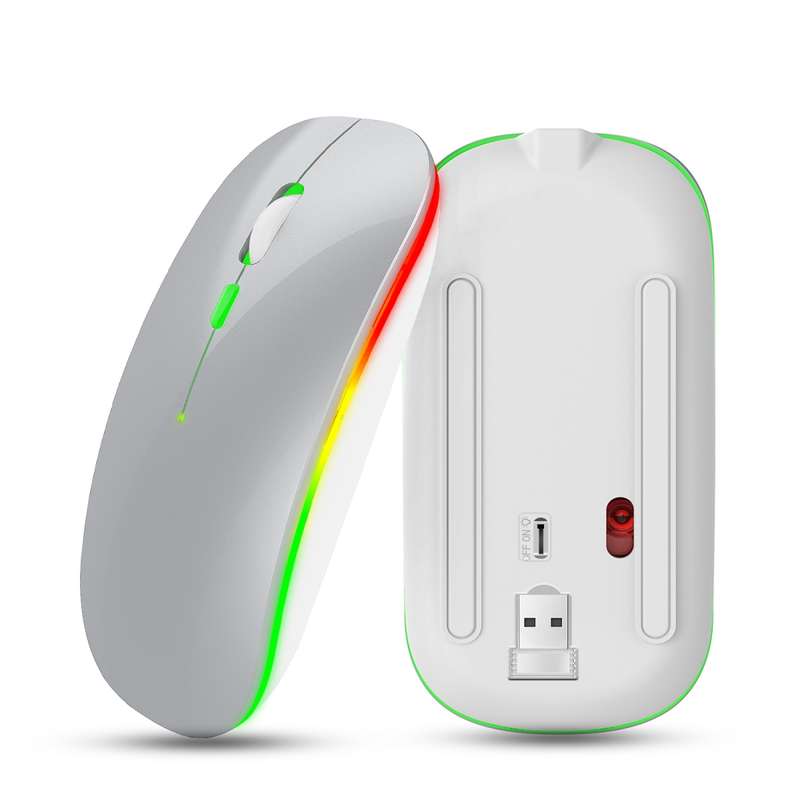 HXSJ M40 2.4GHZ 800,1200,1600dpi Third Gear Adjustment Colorful Wireless Mouse USB Rechargeable(Silv