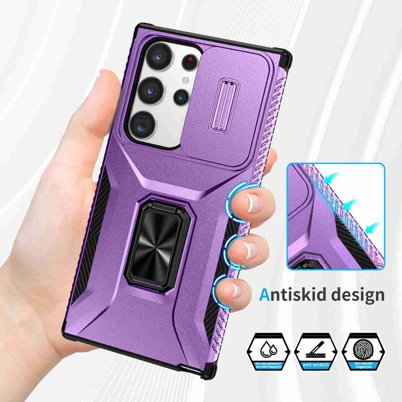 For Samsung Galaxy S23 Ultra 5G Sliding Camshield Holder Phone Case(Black)