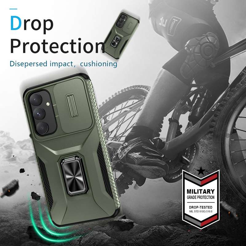 For Samsung Galaxy A35 5G Sliding Camshield Holder Phone Case(Alpine Green)