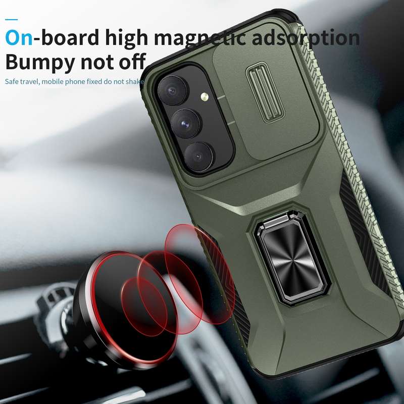 For Samsung Galaxy A35 5G Sliding Camshield Holder Phone Case(Alpine Green)