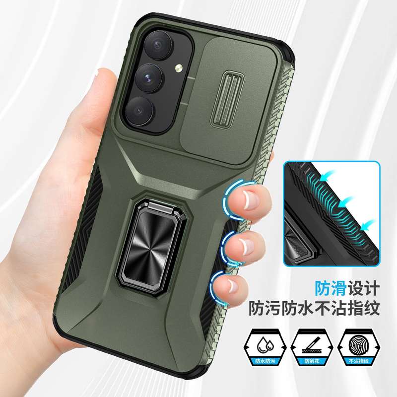 For Samsung Galaxy A35 5G Sliding Camshield Holder Phone Case(Alpine Green)