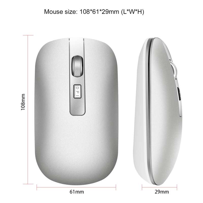 HXSJ M50 2.4GHZ 800,1200,1600dpi Three Gear Adjustment Dual-mode Wireless Mouse USB + Bluetooth 5.1