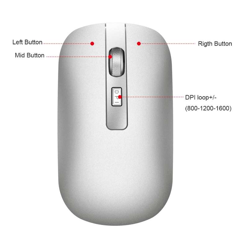 HXSJ M50 2.4GHZ 800,1200,1600dpi Three Gear Adjustment Dual-mode Wireless Mouse USB + Bluetooth 5.1