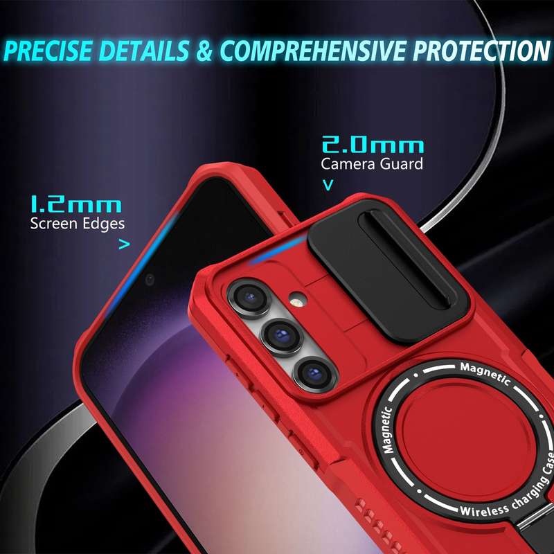 For Samsung Galaxy S23 FE 5G Sliding Camshield Magsafe Holder TPU Hybrid PC Phone Case(Pink Purple)