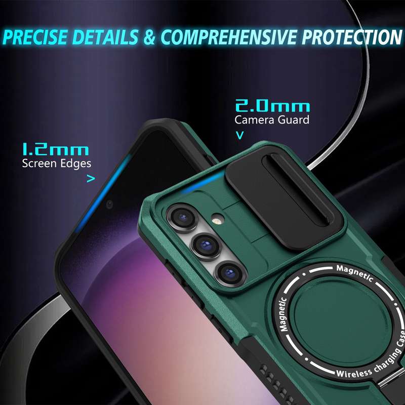 For Samsung Galaxy S23 FE 5G Sliding Camshield Magsafe Holder TPU Hybrid PC Phone Case(Pink Purple)
