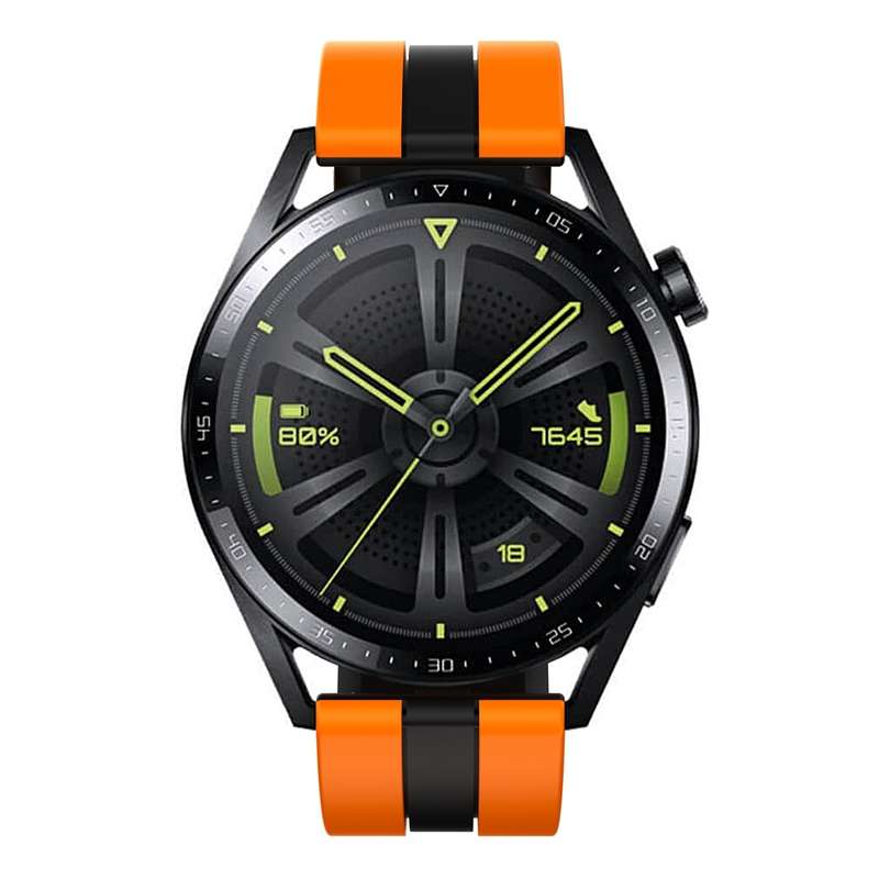 For Huawei Watch GT 3 / GT 3 Pro Vertical Two Color Silicone Watch Band(Orange+Black)