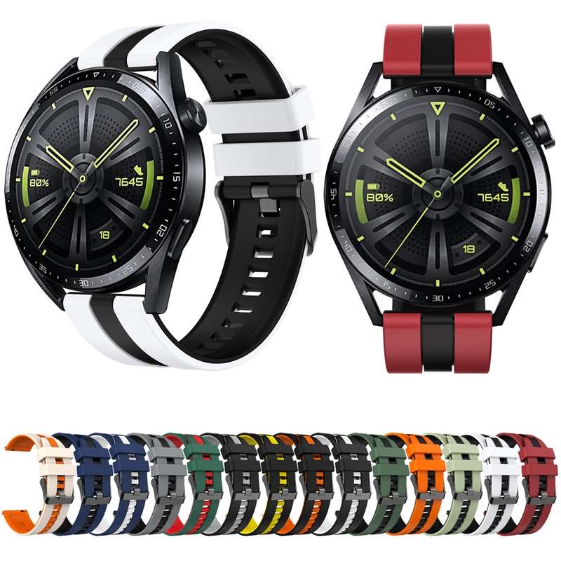For Huawei Watch GT 3 / GT 3 Pro Vertical Two Color Silicone Watch Band(Orange+Black)