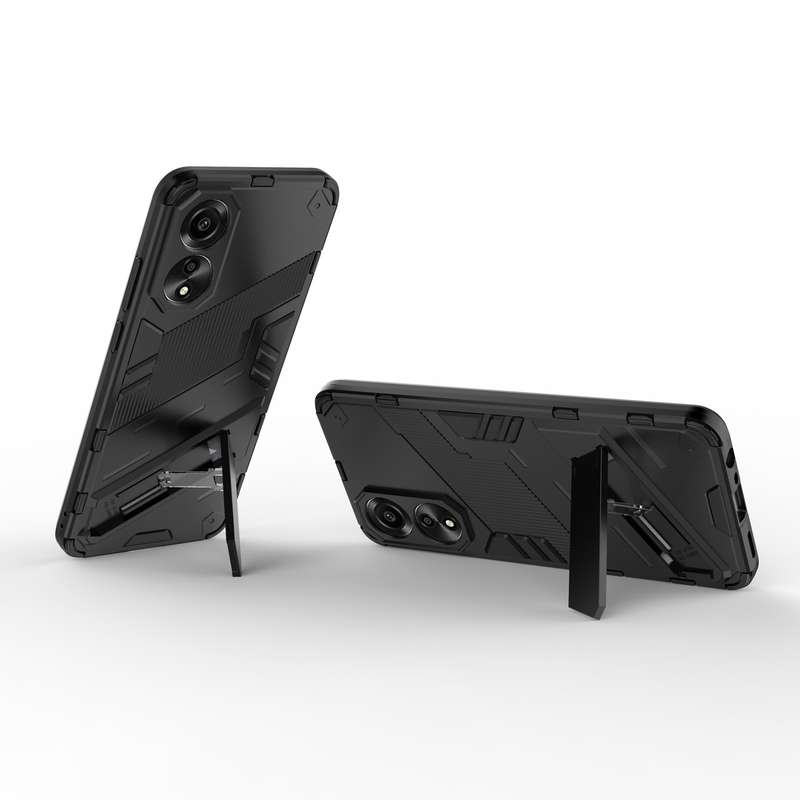 For OPPO A78 4G Punk Armor 2 in 1 PC + TPU Phone Case with Holder(Black)