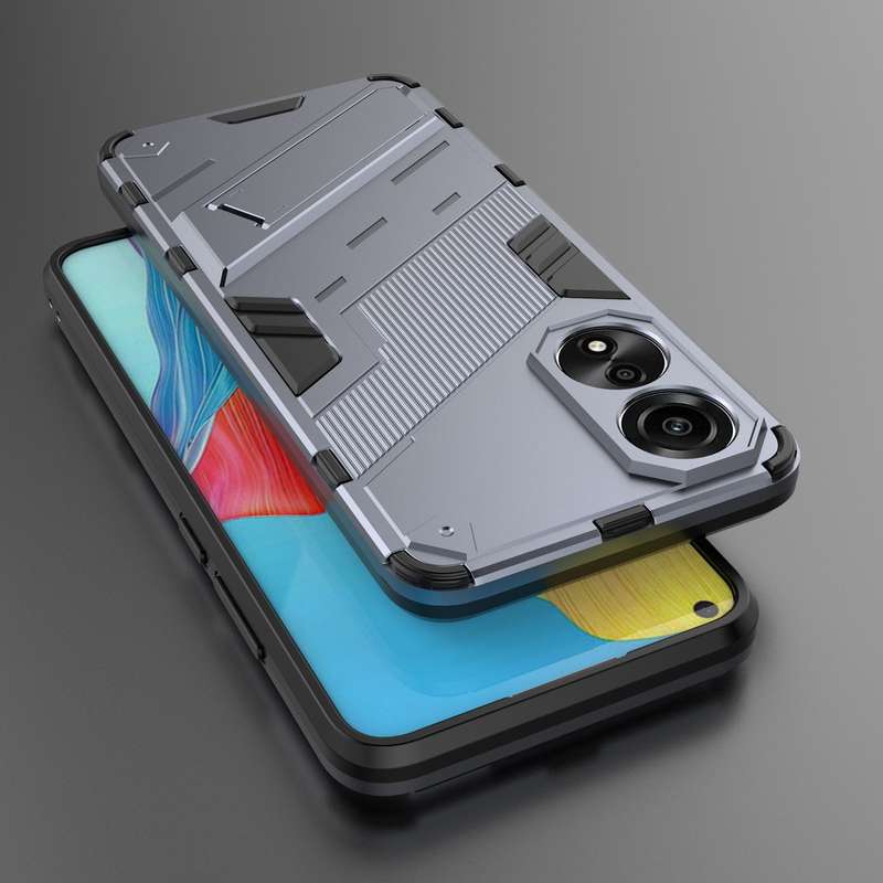 For OPPO A78 4G Punk Armor 2 in 1 PC + TPU Phone Case with Holder(Black)