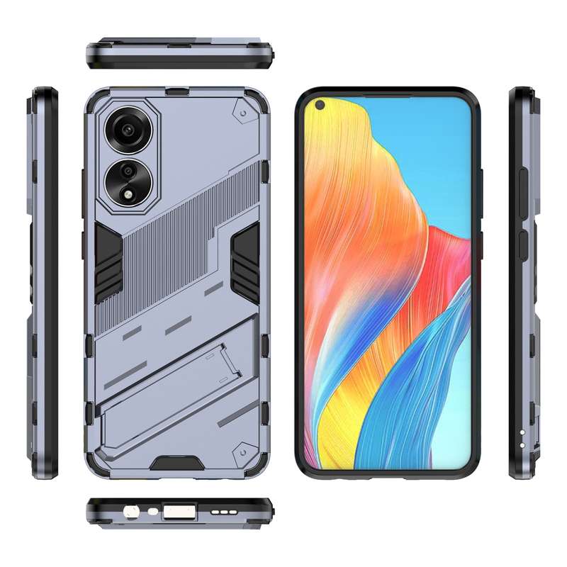For OPPO A78 4G Punk Armor 2 in 1 PC + TPU Phone Case with Holder(Black)